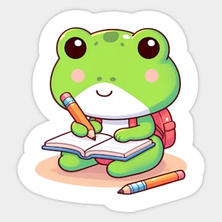 A cute back to school frog Sticker